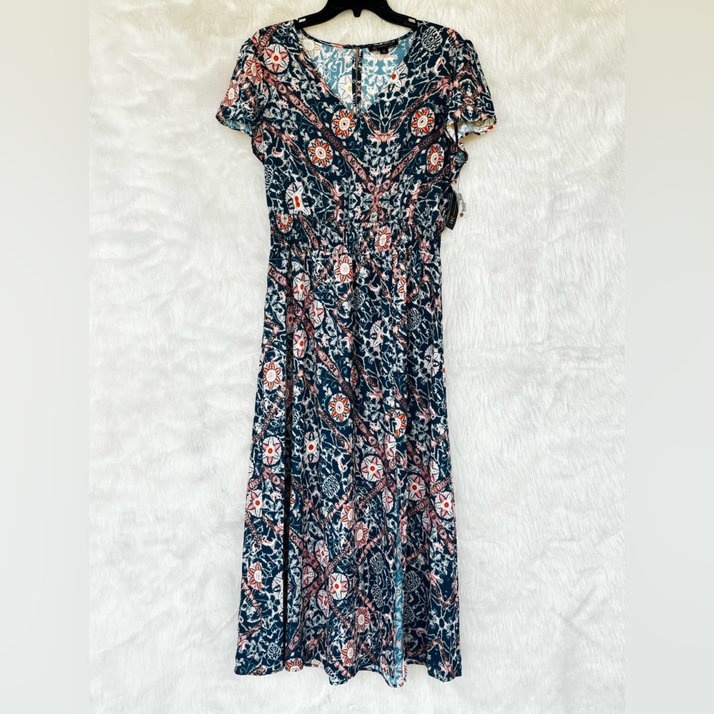 Floral Blue and Orange Women's Dress